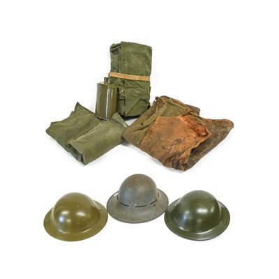 Lot 195 - Militaria, comprising two MkII steel Brodie...