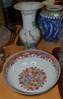 Lot 48 - A 19th century Chinese famille rose bowl decorated with figures; and a vase decorated with...