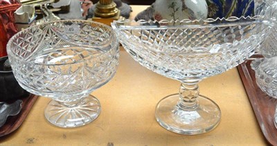 Lot 49 - A cut glass pedestal bowl and a Waterford crystal cut glass pedestal dish