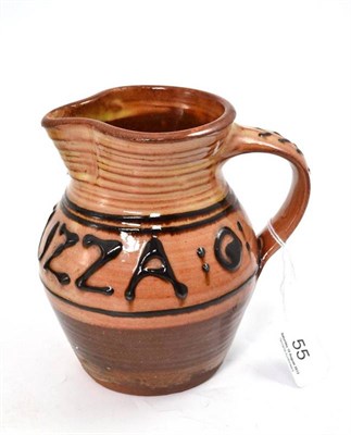 Lot 55 - An Earthenware jug, by Michael Ambrose Cardew, ridged body with inscription SIATUZZA, impressed...