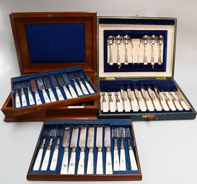 Lot 180 - Two Cased Sets of Silver Plate and...