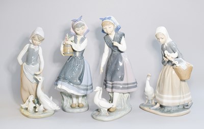 Lot 316 - Lladro Porcelain Figures, mostly girls with...