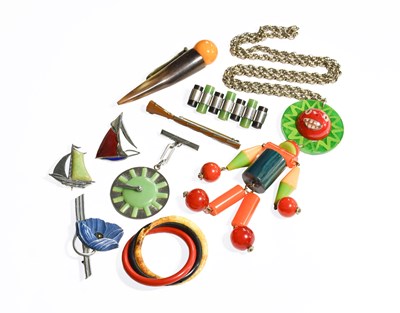 Lot 2068 - A Small Quantity of Bakelite Costume Jewellery,...