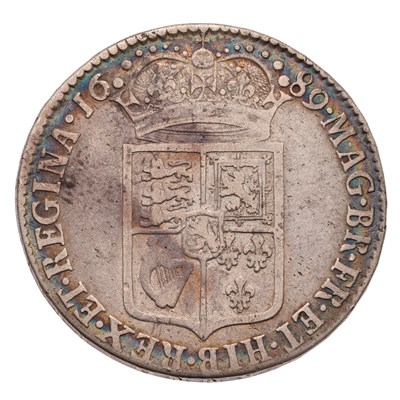 Lot 73 - William and Mary, Halfcrown 1689, first shield,...