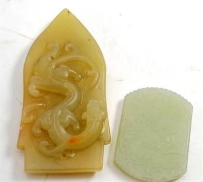 Lot 63 - Two Chinese jade-type small plaques