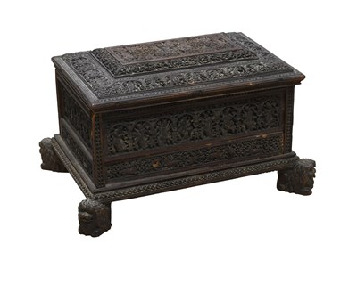Lot 205 - An Indian Carved Sandalwood Casket, 19th...