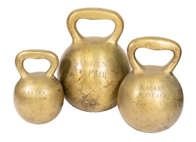 Lot 223 - A Trio of Victorian Brass Kettle Weights,...