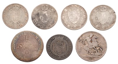 Lot 79 - William III, Crown 1696, fair; sold together...