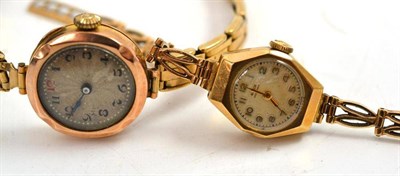 Lot 66 - Two 9ct gold cased wristwatches