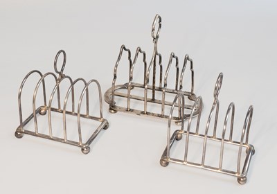Lot 99 - Three Various Silver Toastracks, each oblong...