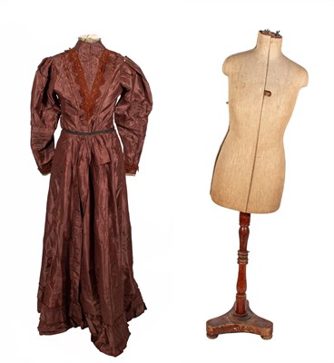 Lot 2111 - Victorian Brown Silk Two Piece Outfit...