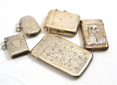 Lot 80 - Silver card case and four vestas