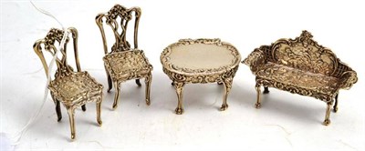 Lot 88 - Four pieces of silver miniature furniture