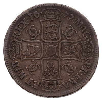 Lot 62 - Charles II, Crown 1677, V.NONO, 7 possibly...