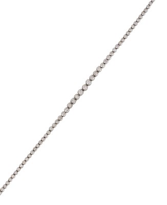 Lot 2242 - A 9 Carat White Gold Diamond Rivière Necklace...