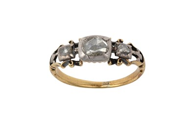 Lot 2397 - A Diamond Three Stone Ring, probably 18th...