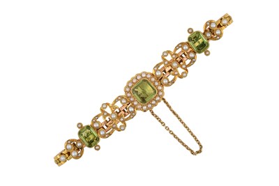 Lot 2042 - A Peridot and Split Pearl Bracelet, circa 1900...
