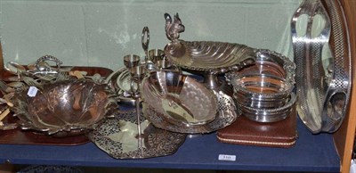 Lot 110 - A quantity of plated wares including wine coasters, tray, floral bowl, etc