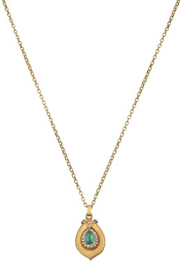 Lot 2033 - An Emerald and Diamond Pendant on Chain the...