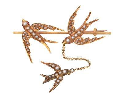 Lot 2225 - A Split Pearl and Ruby Scatter Brooch, circa...