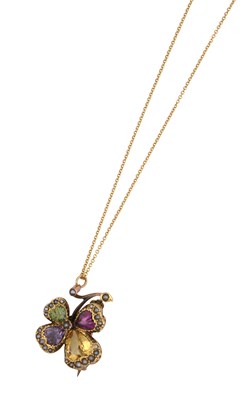 Lot 2419 - A Multi-Gem Set Four Leaf Clover...