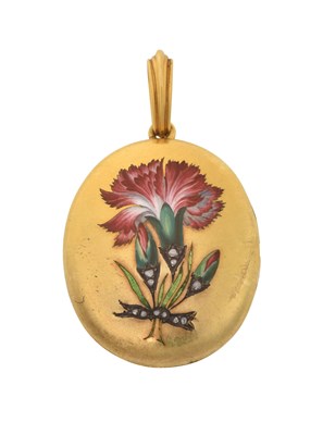 Lot 2226 - An Enamel and Diamond Locket, circa 1880 the...