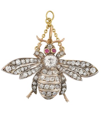 Lot 2024 - A Ruby and Diamond Pendant, circa 1860 in the...
