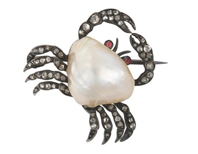Lot 2049 - A Pearl, Diamond and Ruby Brooch, circa 1860...