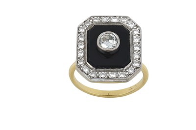 Lot 2343 - An Onyx and Diamond Ring the emerald-cut onyx...