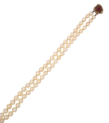 Lot 2229 - A Two Row Cultured Pearl Necklace, with A...
