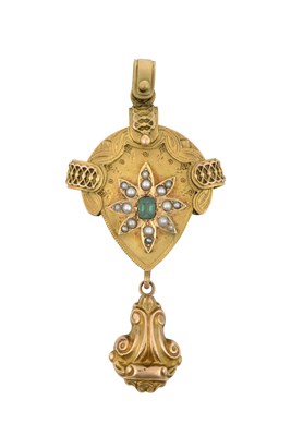 Lot 2040 - An Emerald and Split Pearl Pendant, circa 1850...
