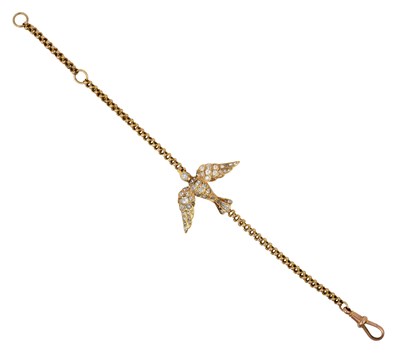 Lot 2041 - A Diamond Bracelet the central bird motif with...