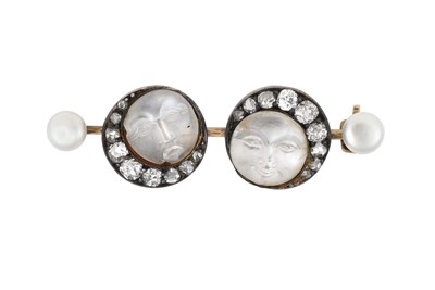 Lot 2078 - A Moonstone, Diamond and Pearl Brooch, circa...