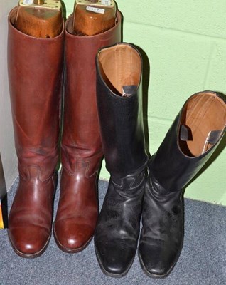 Lot 117 - A pair of riding boots and trees and a pair of black leather riding boots