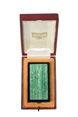 Lot A French Silver-Gilt, Enamel, Jade and Diamond-Set Minaudière