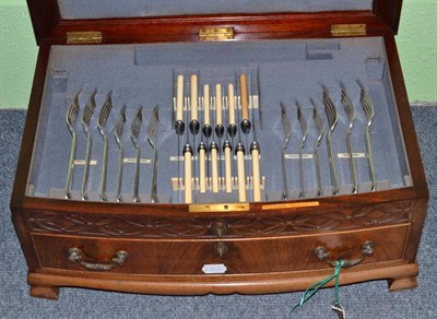 Lot 118 - Cabinet containing silver cutlery service with attached list (fifty-three pieces)