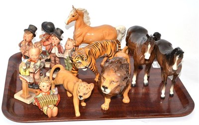 Lot 137 - A collection of Beswick including lion, tiger, horses, Hummel figures etc (12)