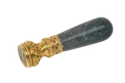Lot A Russian Gold-Mounted Hardstone Hand-Seal