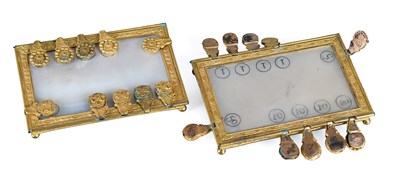 Lot 97 - A Pair of Gilt-Metal and Mother-of-Pearl Piquet Markers or Scorers