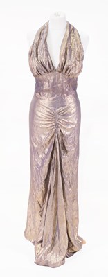 Lot 2002 - Circa 1930s Halter Neck Gold Lame and Purple...