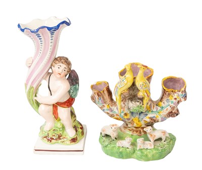 Lot 84 - A Pearlware Figural Spill Vase, circa 1820, as...