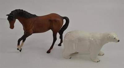 Lot 162 - Beswick polar bear and matt bay horse (2)