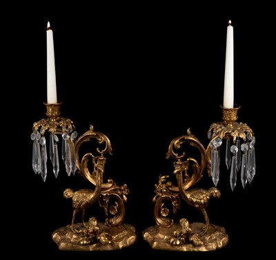 Lot 164 - A Pair of Neo-Rococo Gilt-Bronze "Ostrich"...