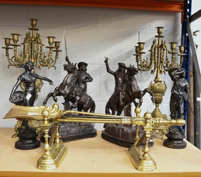 Lot 377 - A Pair of Brass Six-Light Candelabra, together...