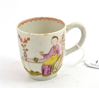 Lot 172 - Longton Hall cup decorated in the chinoserie style with two seated figures