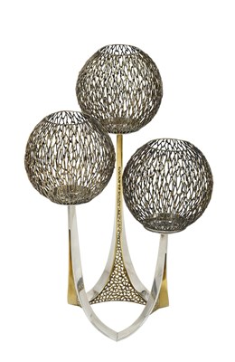 Lot An Elizabeth II Parcel-Gilt Silver Three-Light Candelabrum