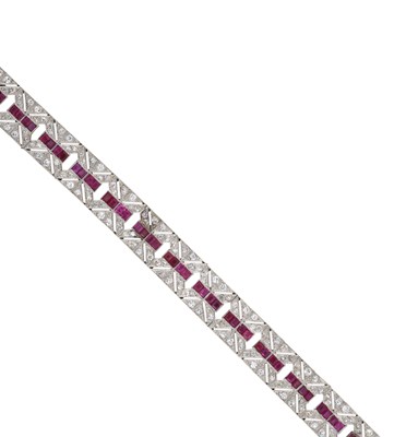 Lot 2086 - An Art Deco Ruby and Diamond Bracelet the...