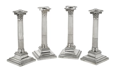 Lot A Set of Four George V Silver Candlesticks