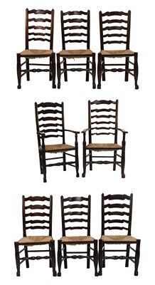 Lot 511 - A Set of Eight 19th century (6+2) Ash and Rush-...