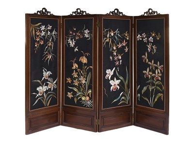 Lot 554 - A Victorian Walnut Four-Leaf Dressing Screen,...